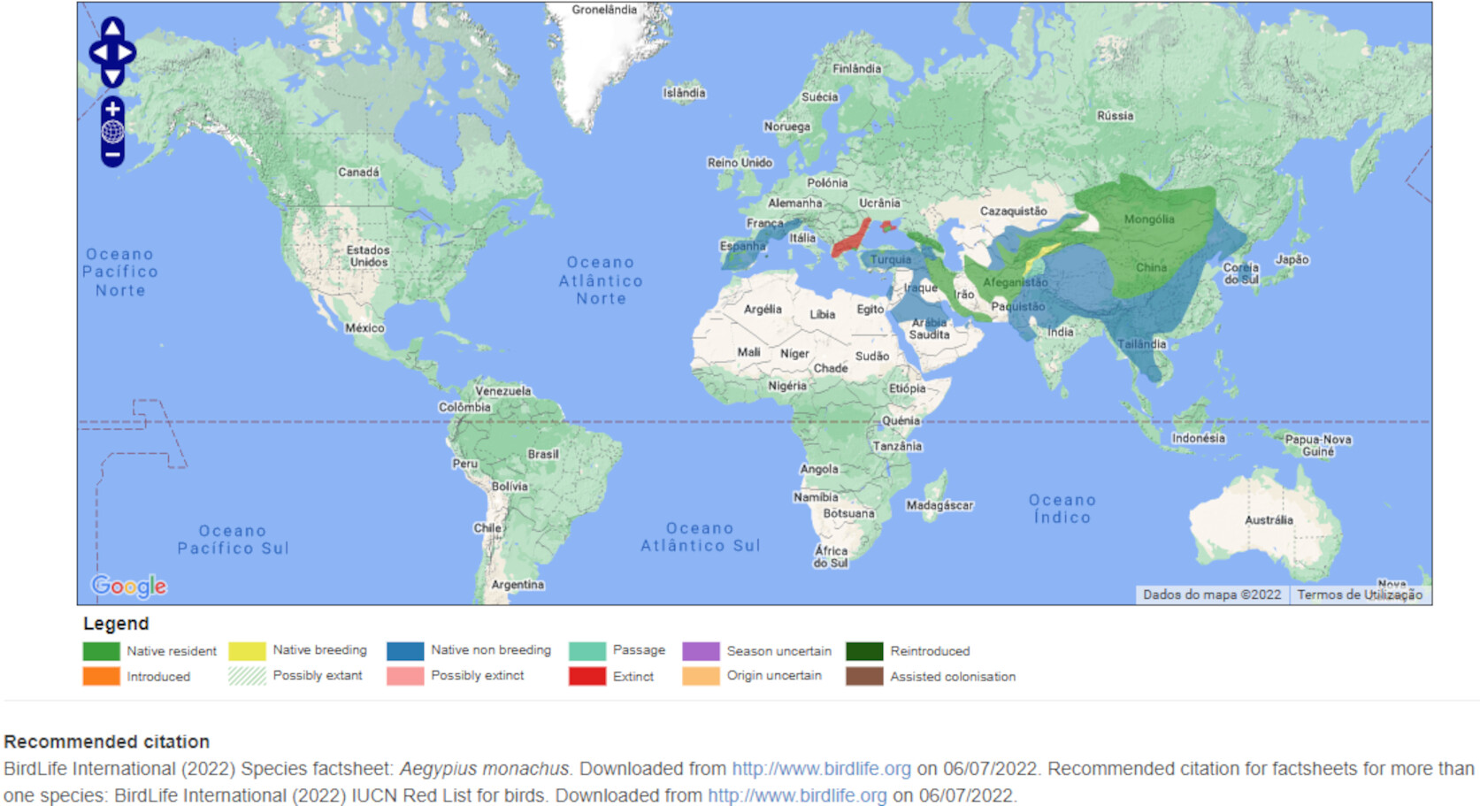 Mapa de Distribuição Mundial