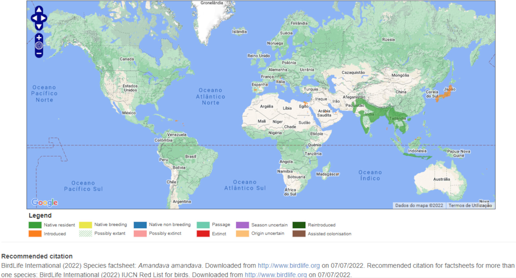 Mapa de Distribuição Mundial