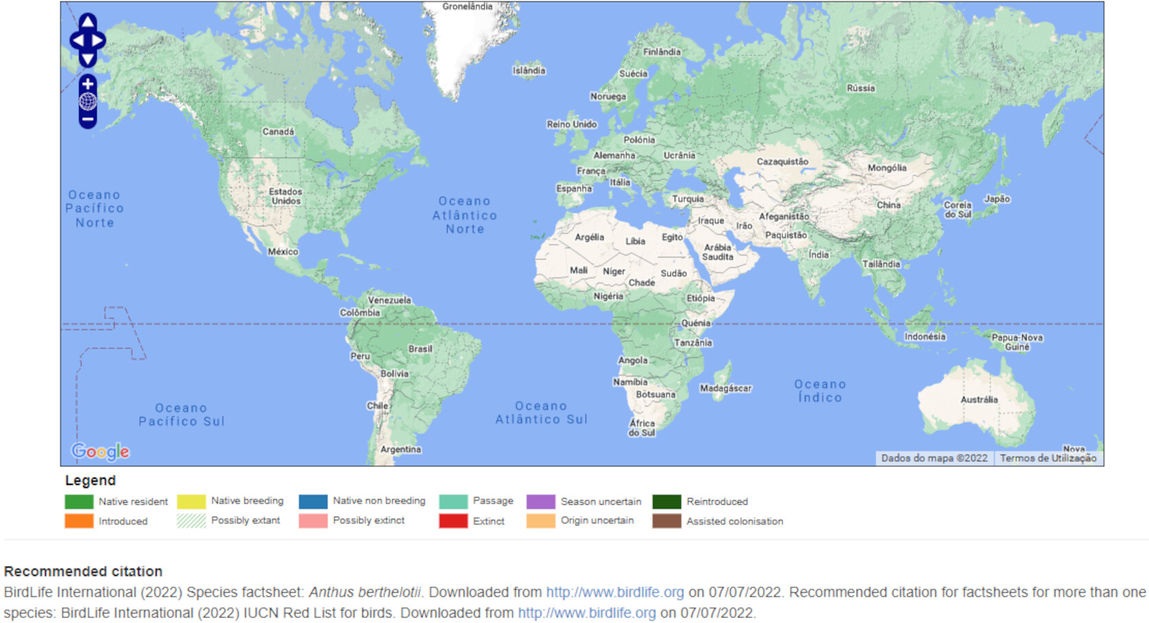 Mapa de Distribuição Mundial