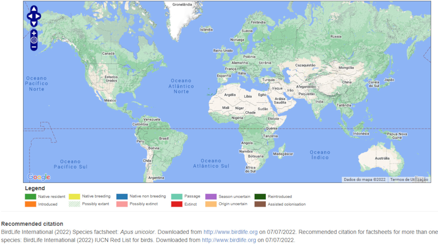 Mapa de Distribuição Mundial