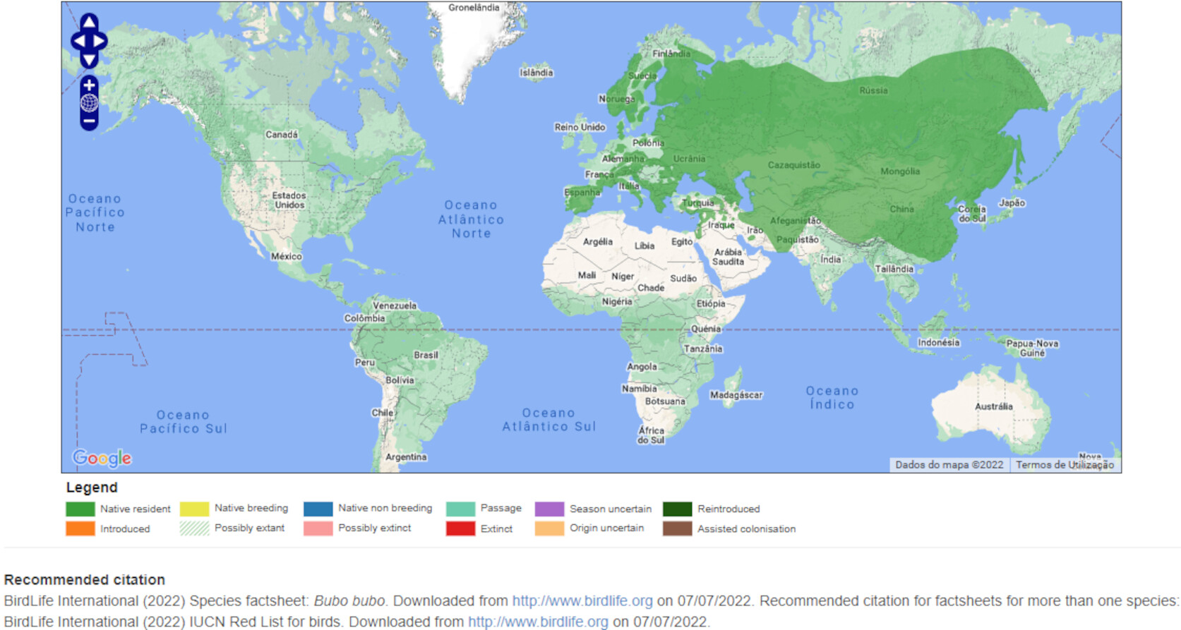 Mapa de Distribuição Mundial