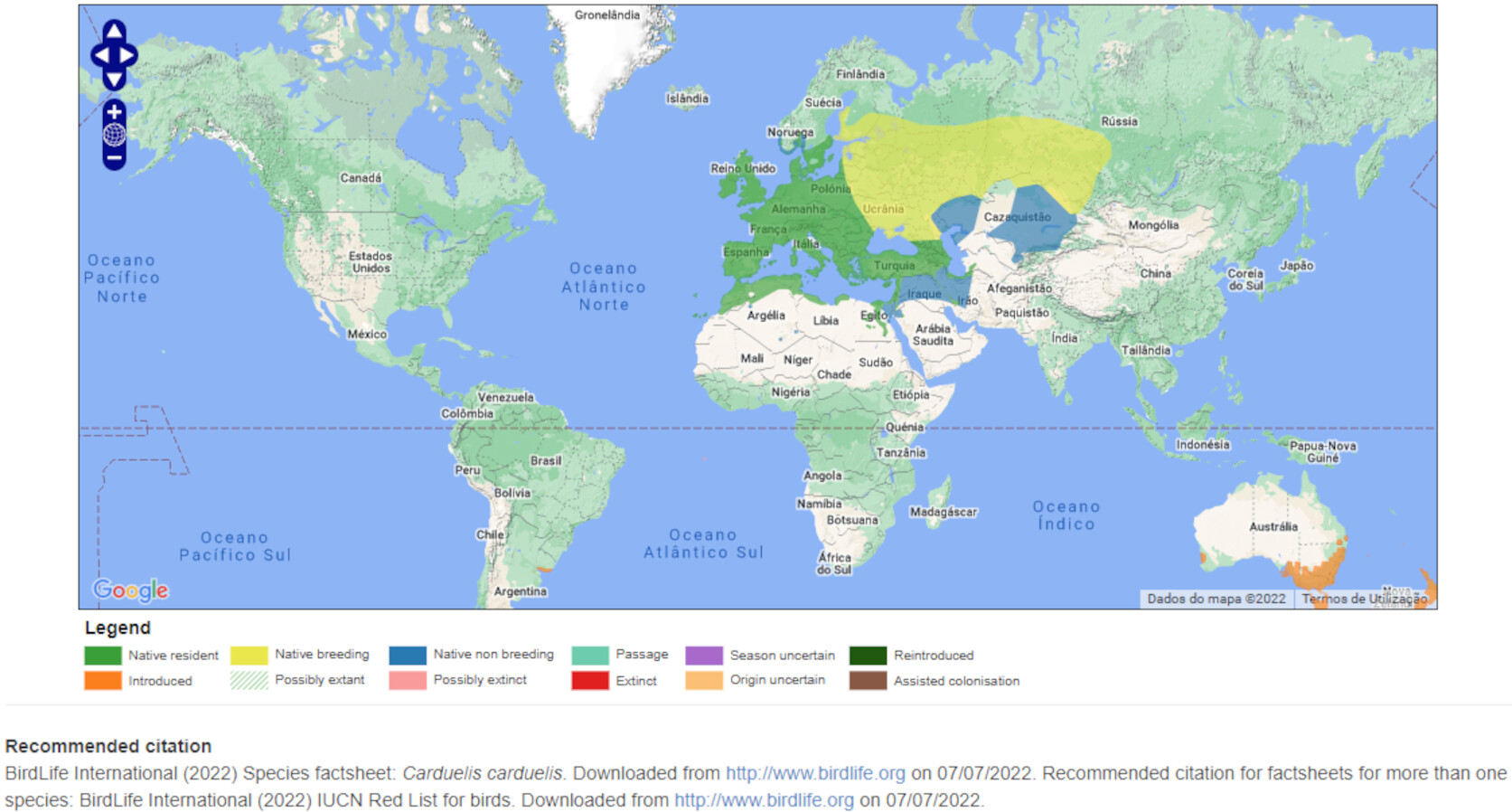 Mapa de Distribuição Mundial