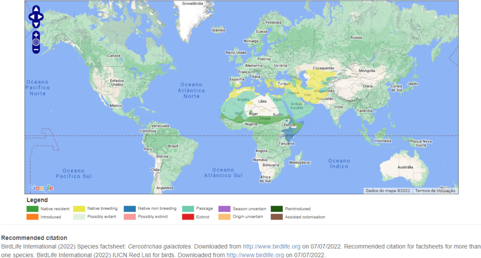 Mapa de Distribuição Mundial