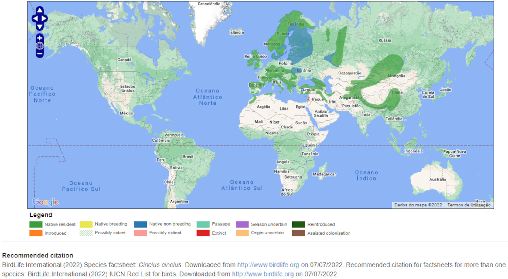 Mapa de Distribuição Mundial