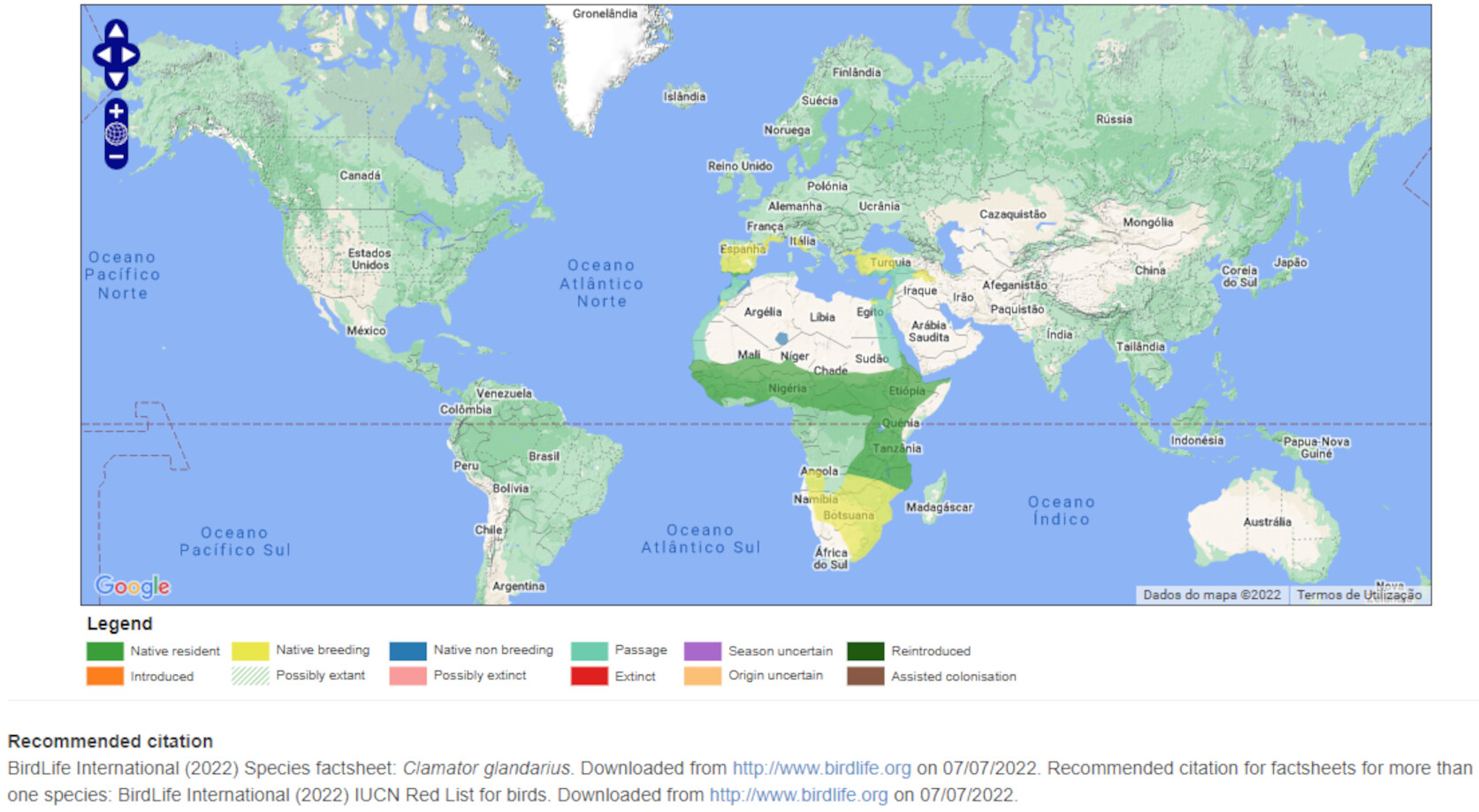 Mapa de Distribuição Mundial