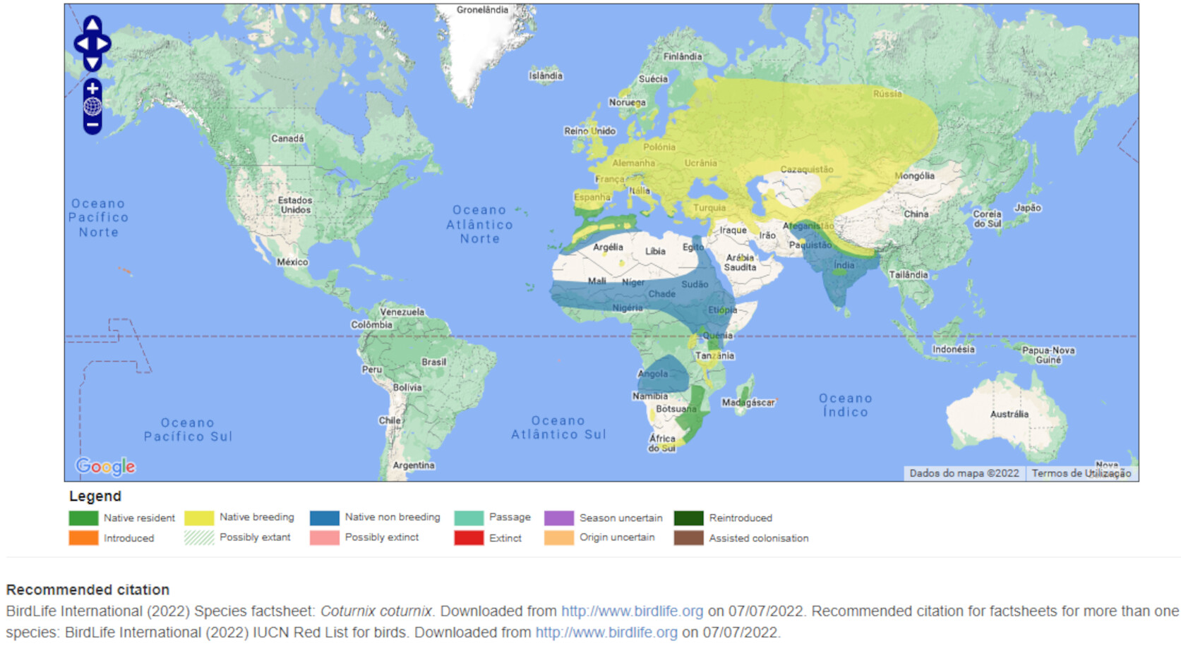 Mapa de Distribuição Mundial