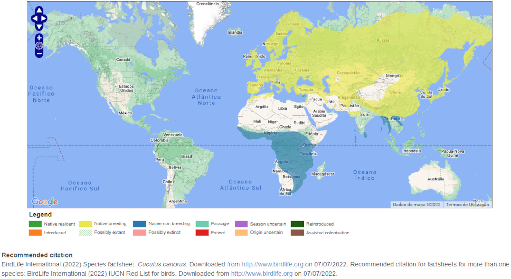 Mapa de Distribuição Mundial