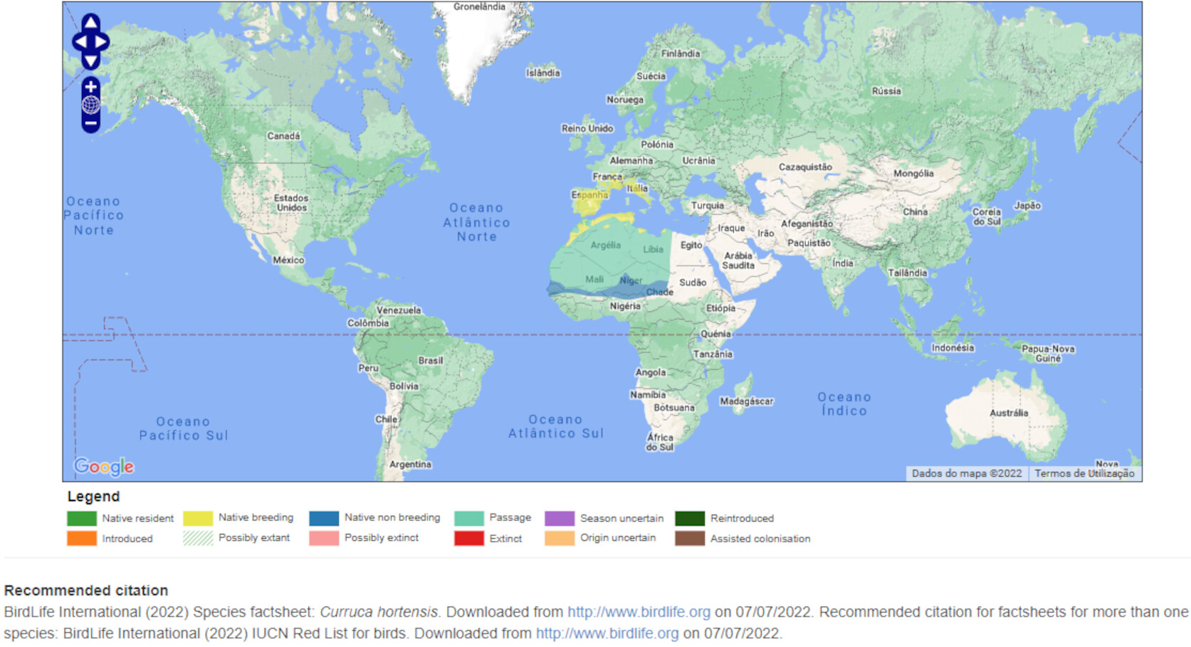 Mapa de Distribuição Mundial