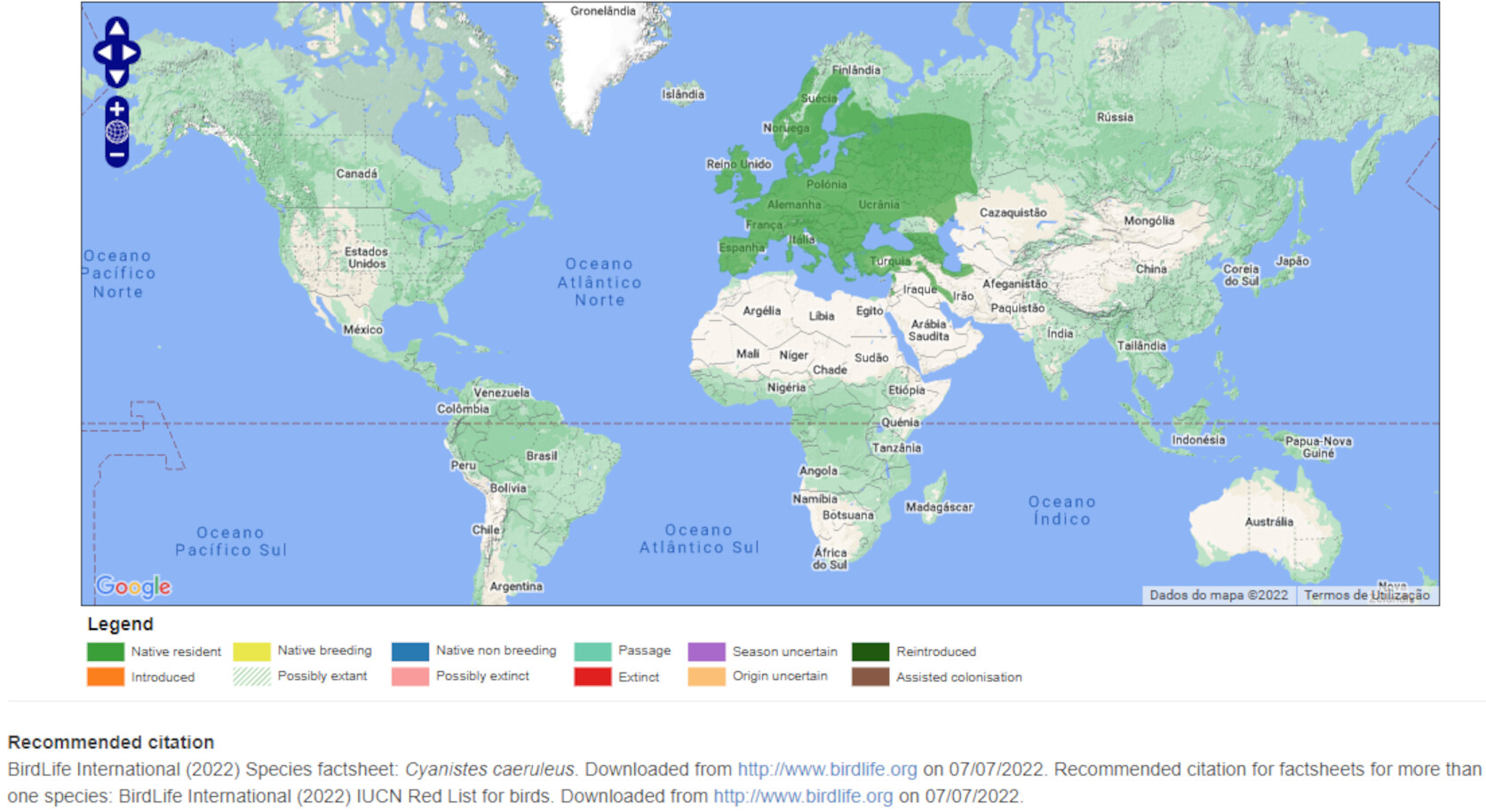 Mapa de Distribuição Mundial