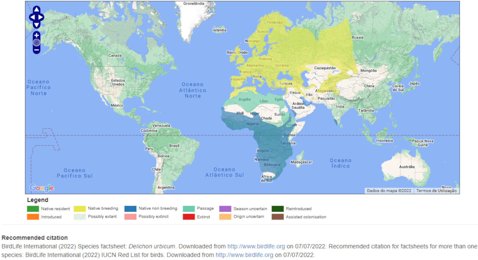 Mapa de Distribuição Mundial