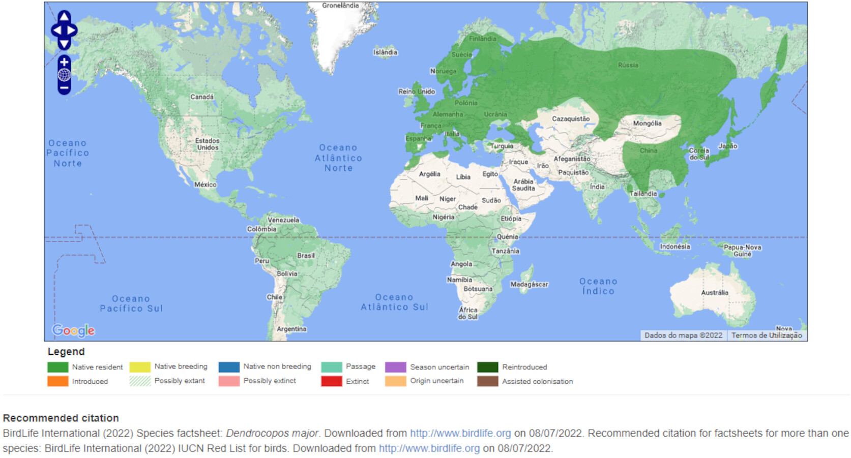 Mapa de Distribuição Mundial