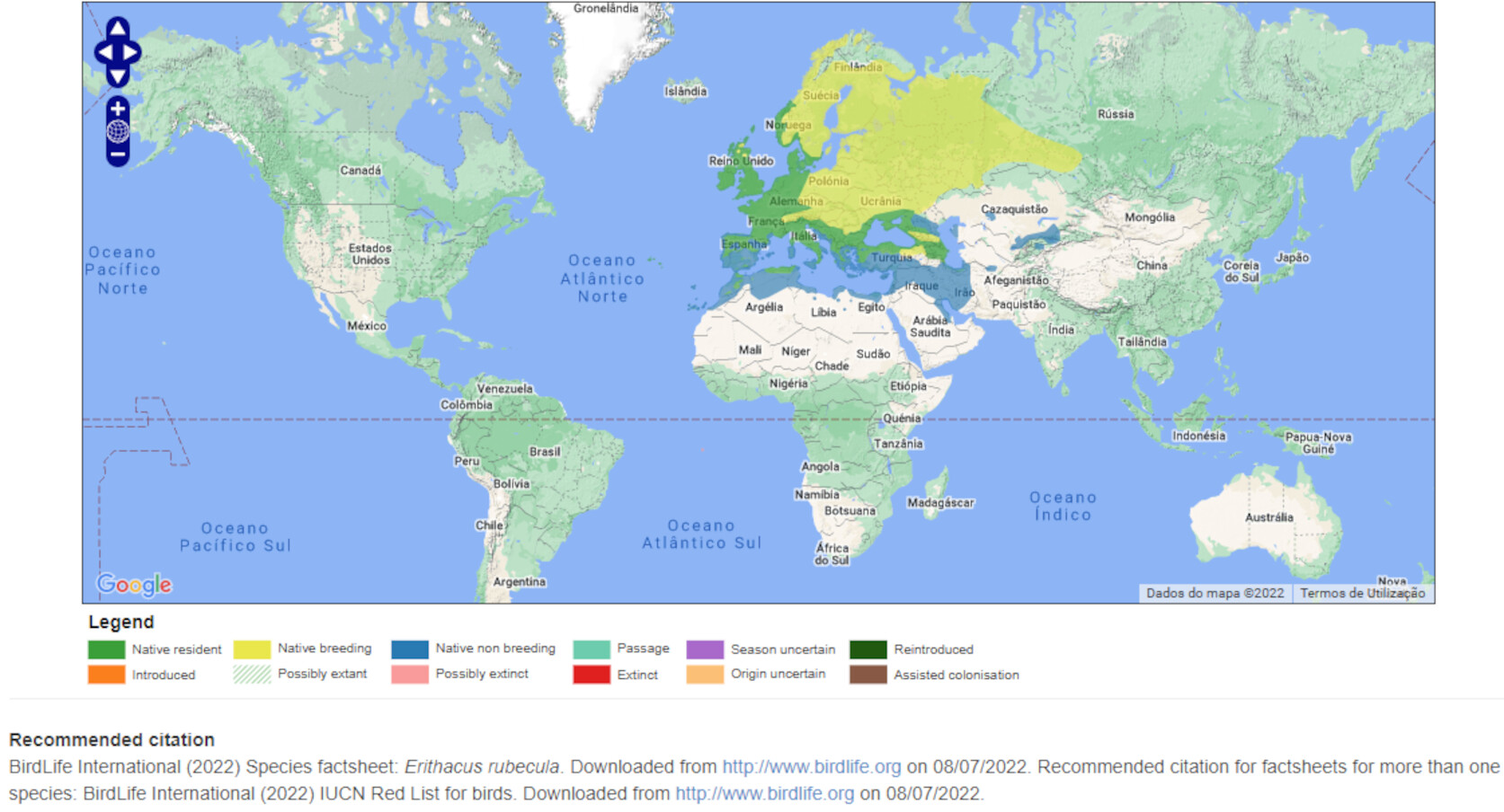 Mapa de Distribuição Mundial