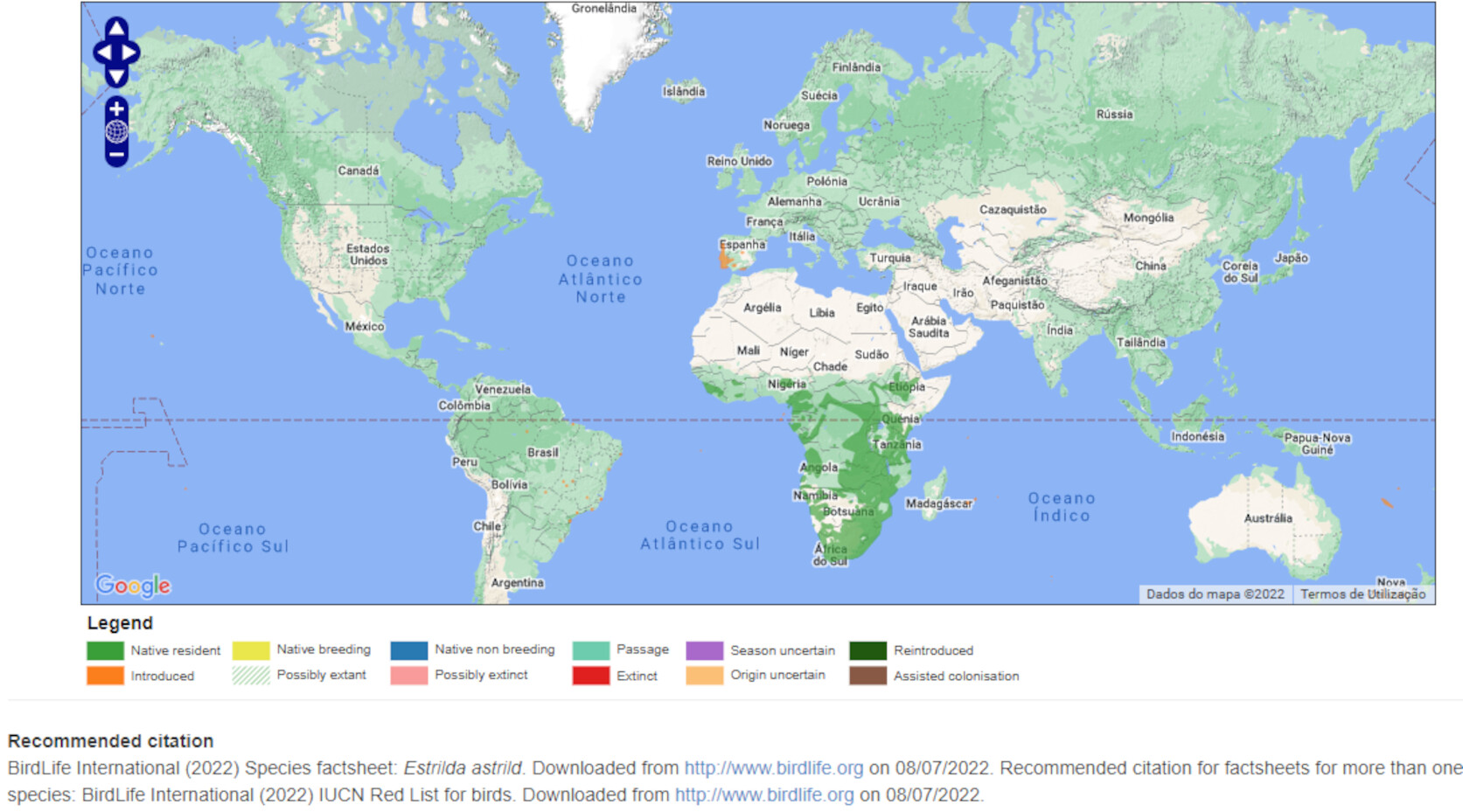 Mapa de Distribuição Mundial
