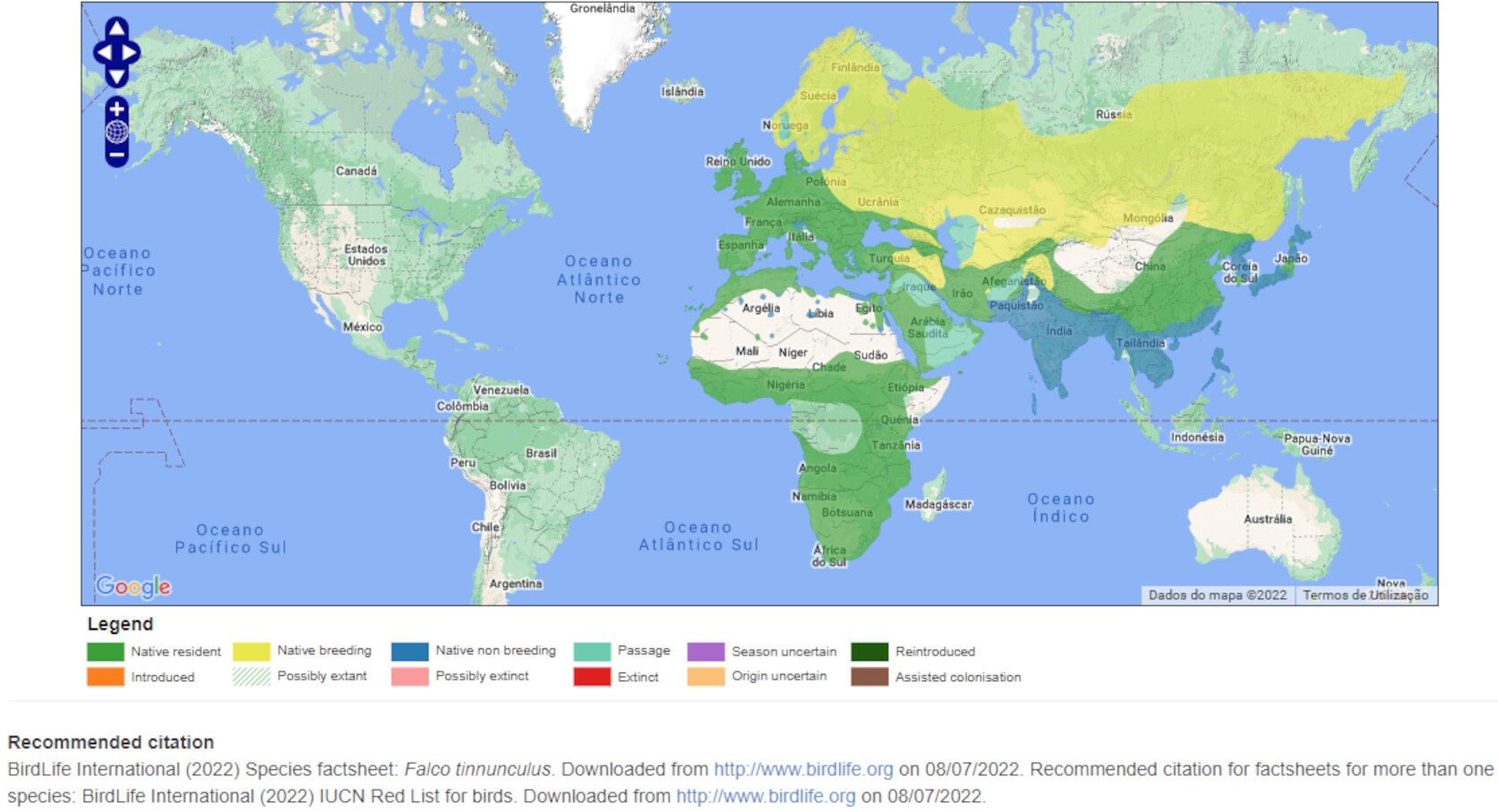 Mapa de Distribuição Mundial