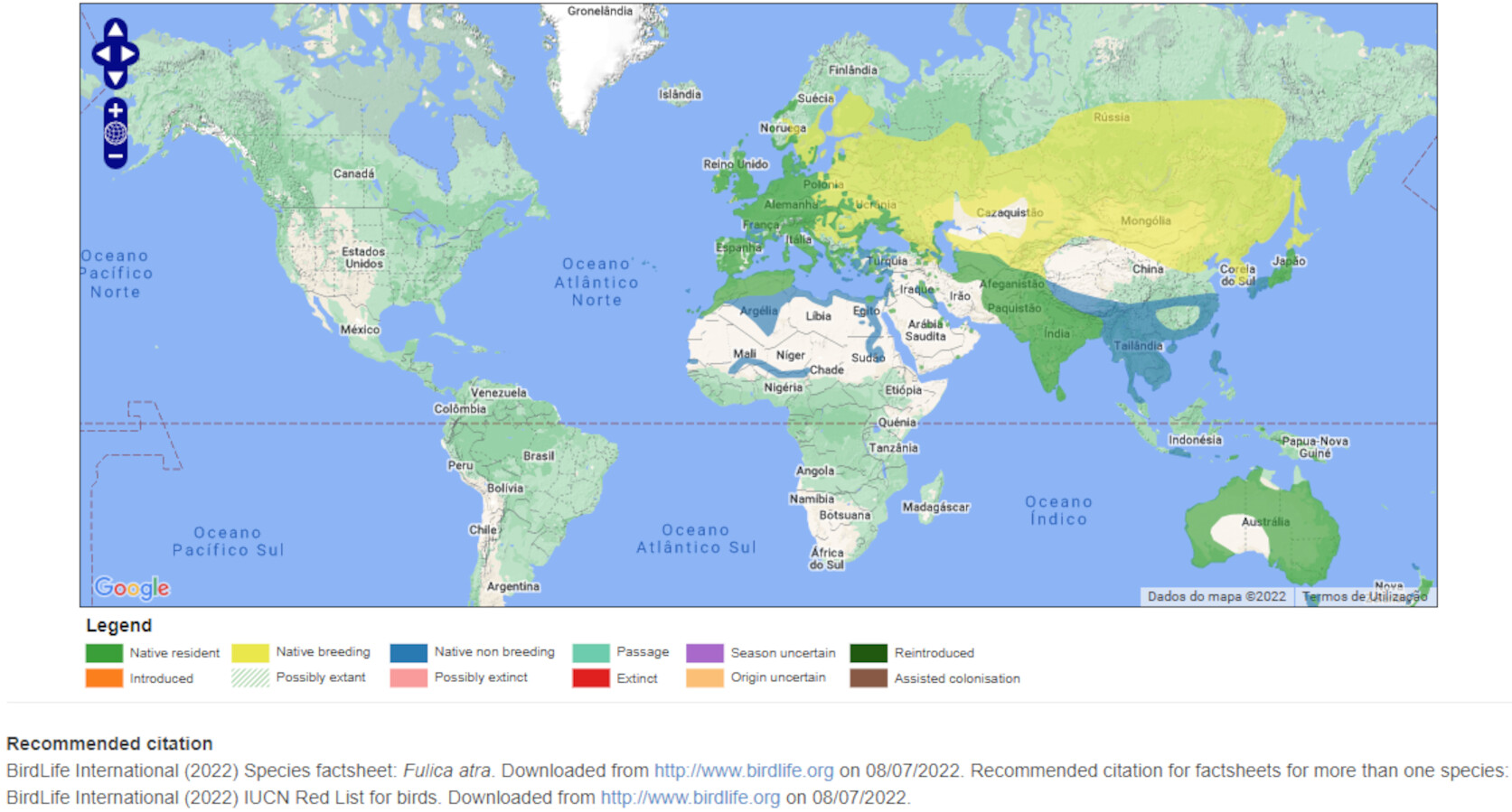 Mapa de Distribuição Mundial