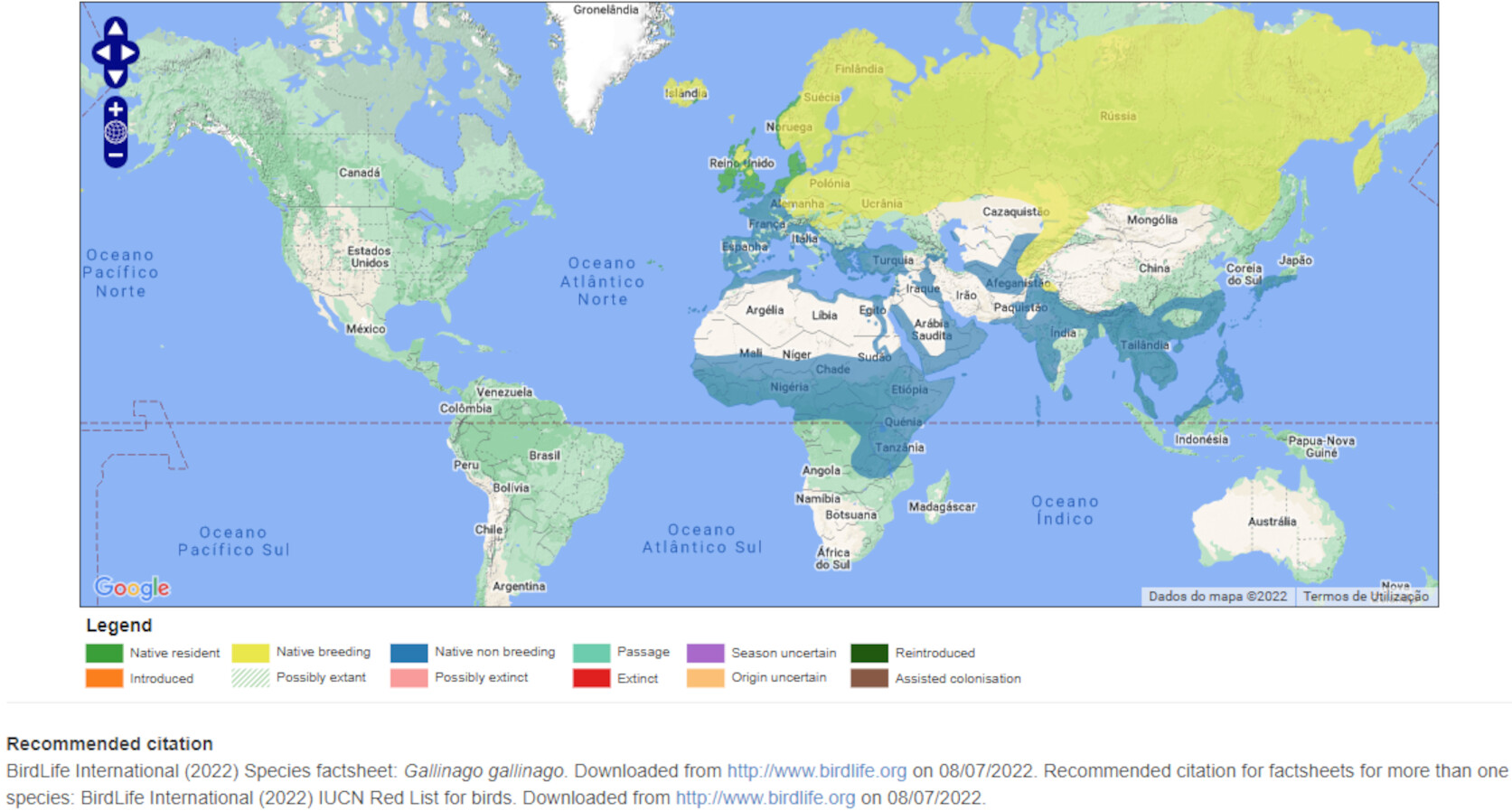 Mapa de Distribuição Mundial