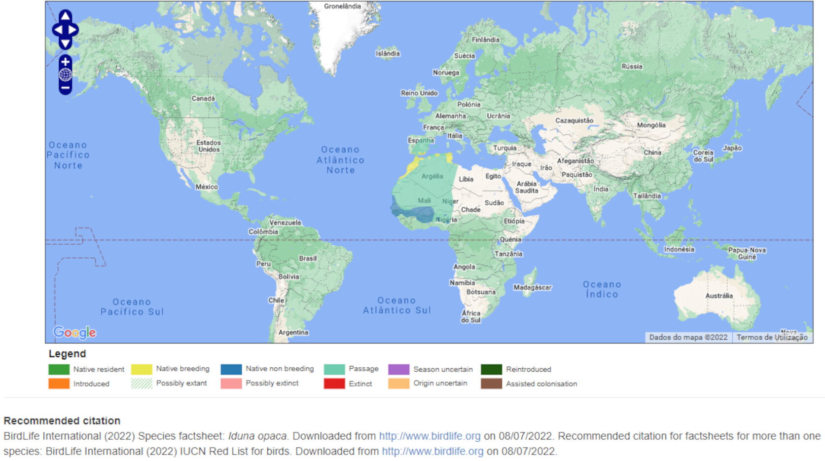 Mapa de Distribuição Mundial