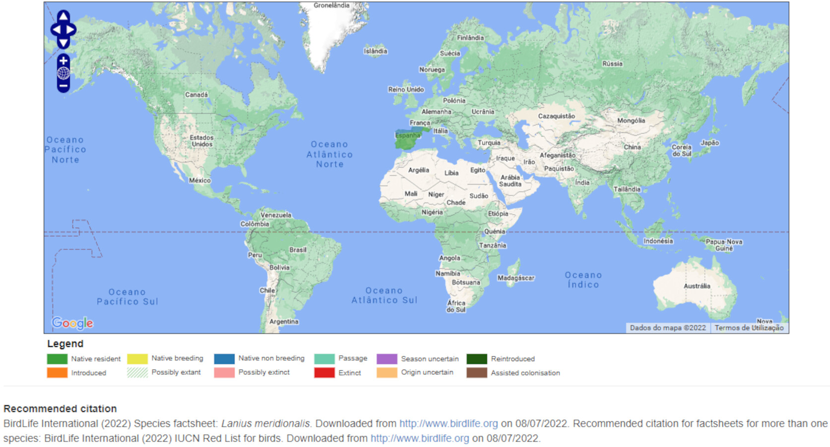 Mapa de Distribuição Mundial