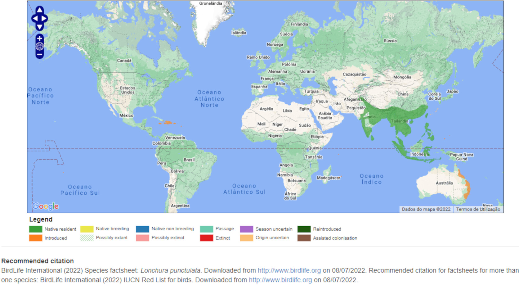 Mapa de Distribuição Mundial