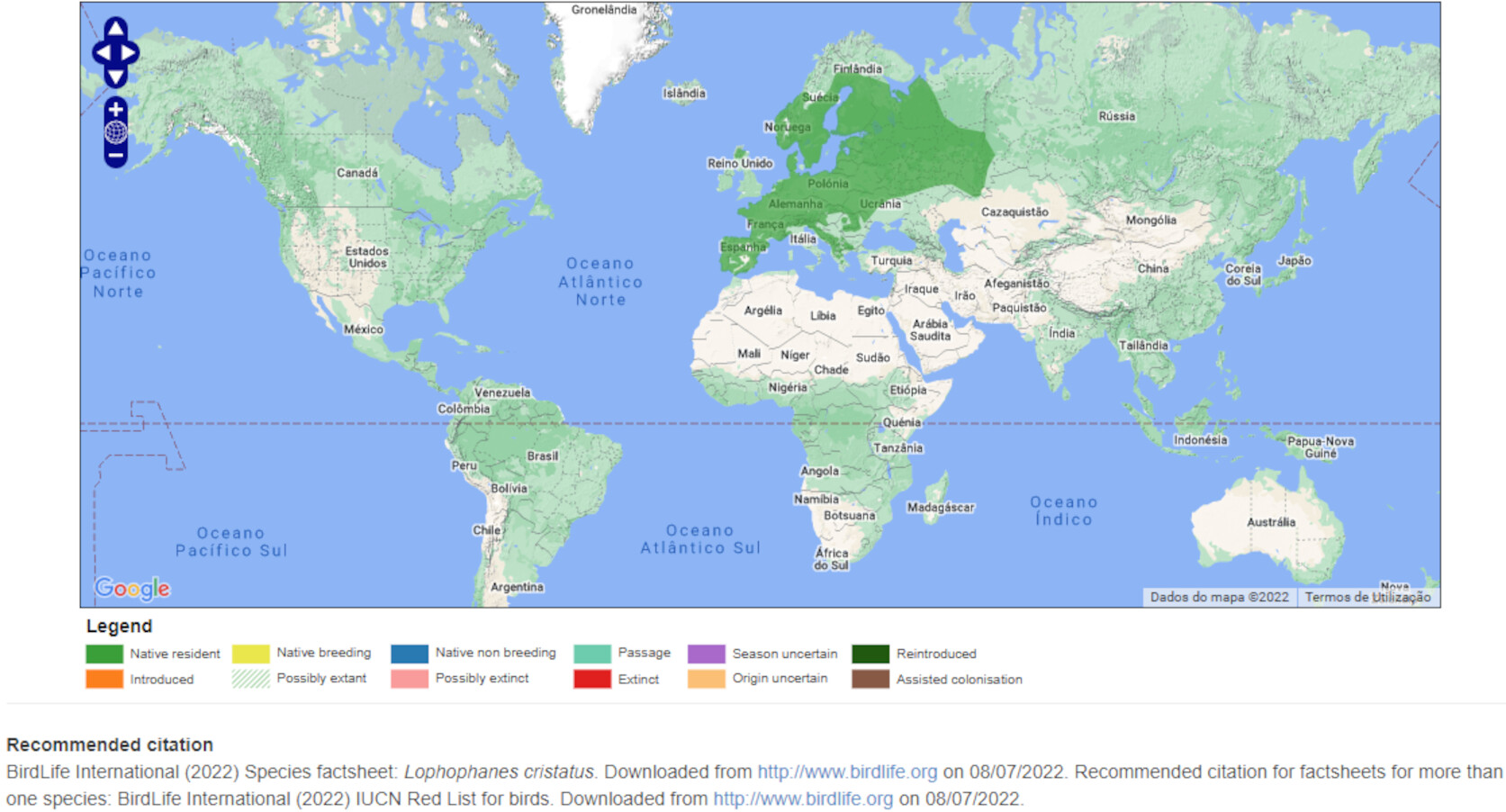 Mapa de Distribuição Mundial