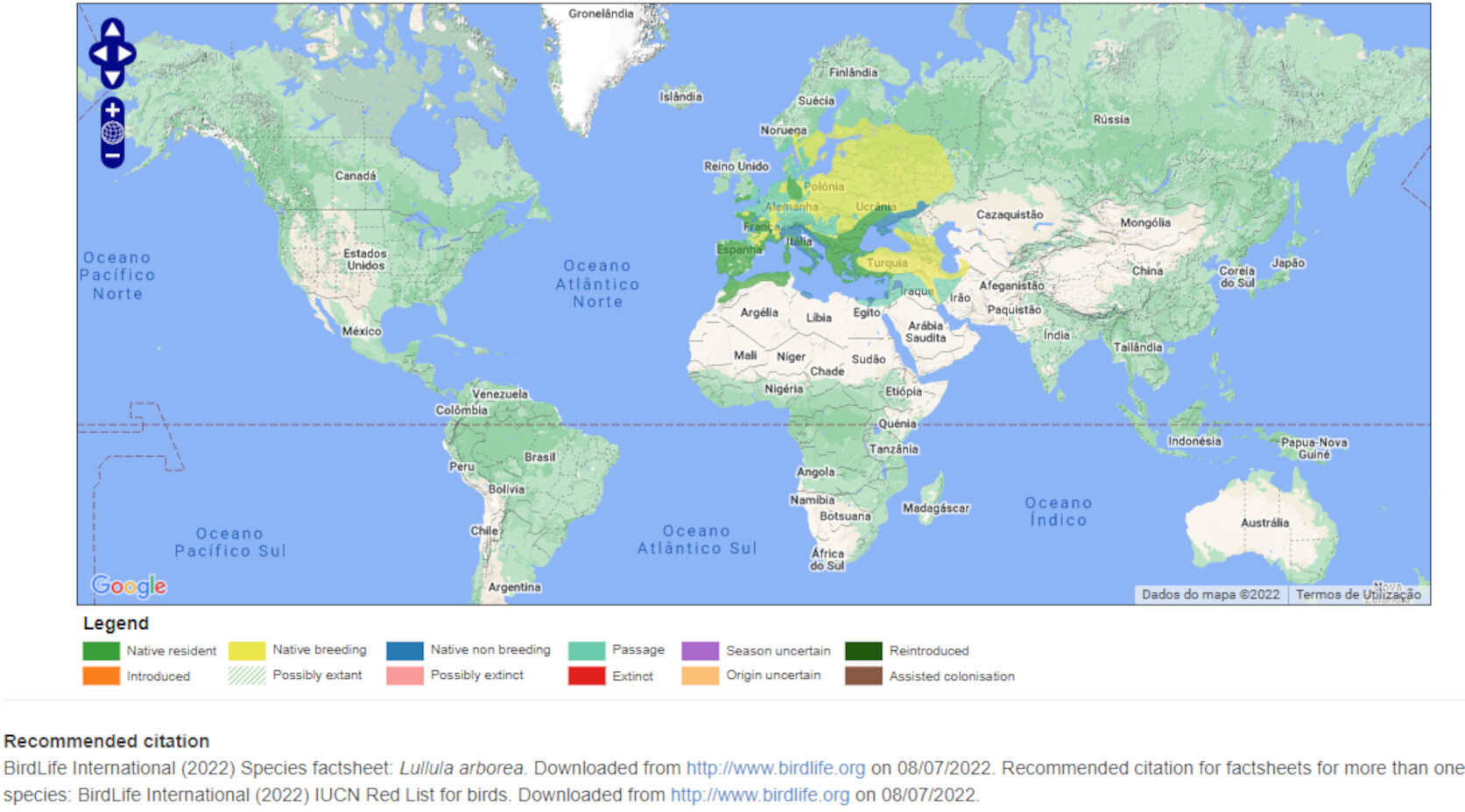 Mapa de Distribuição Mundial