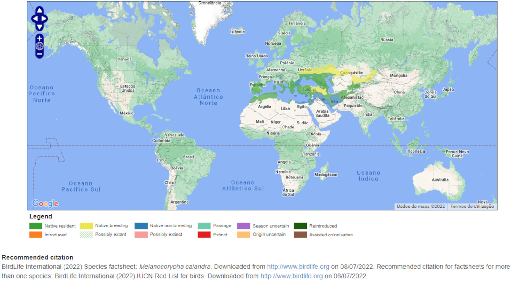 Mapa de Distribuição Mundial