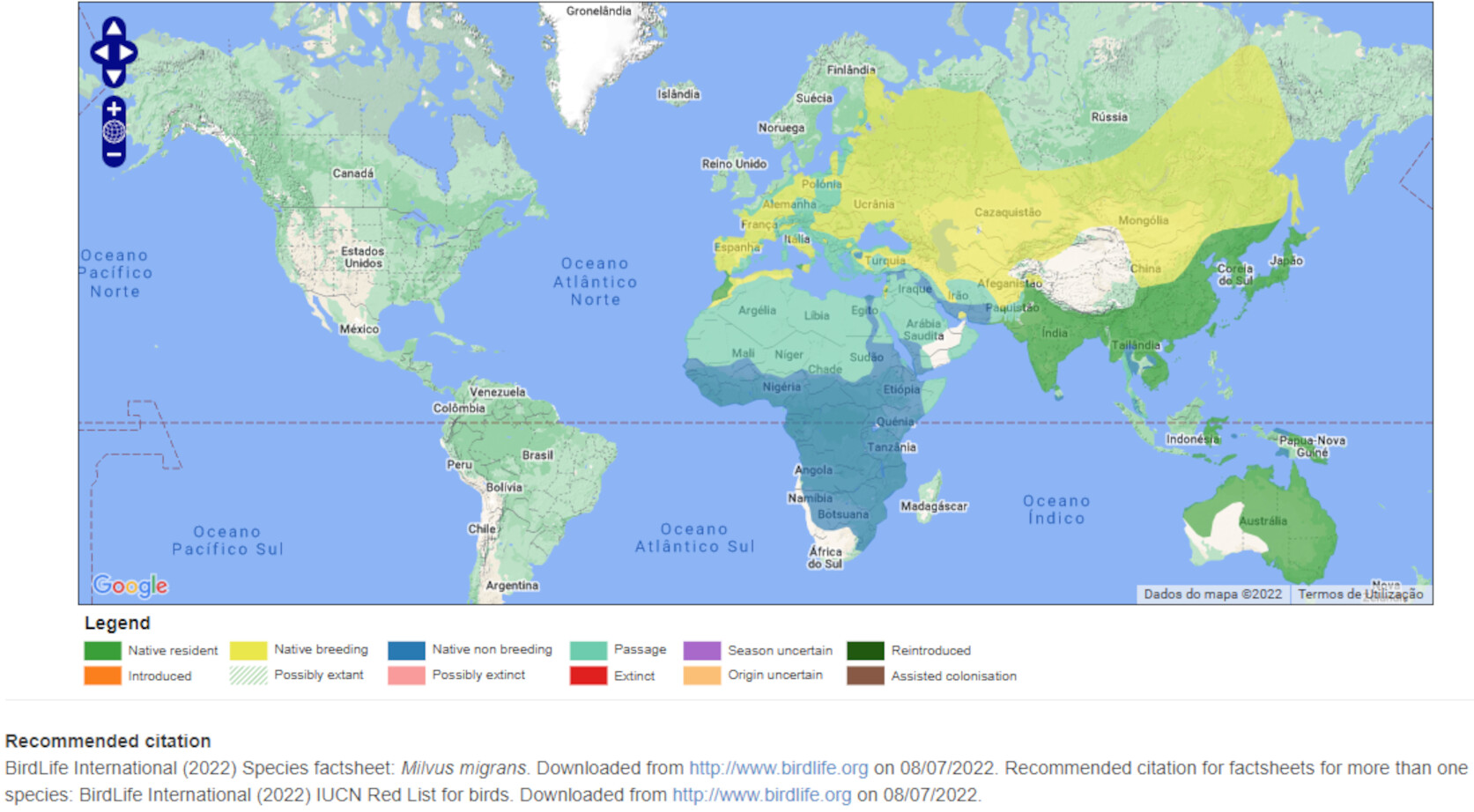 Mapa de Distribuição Mundial