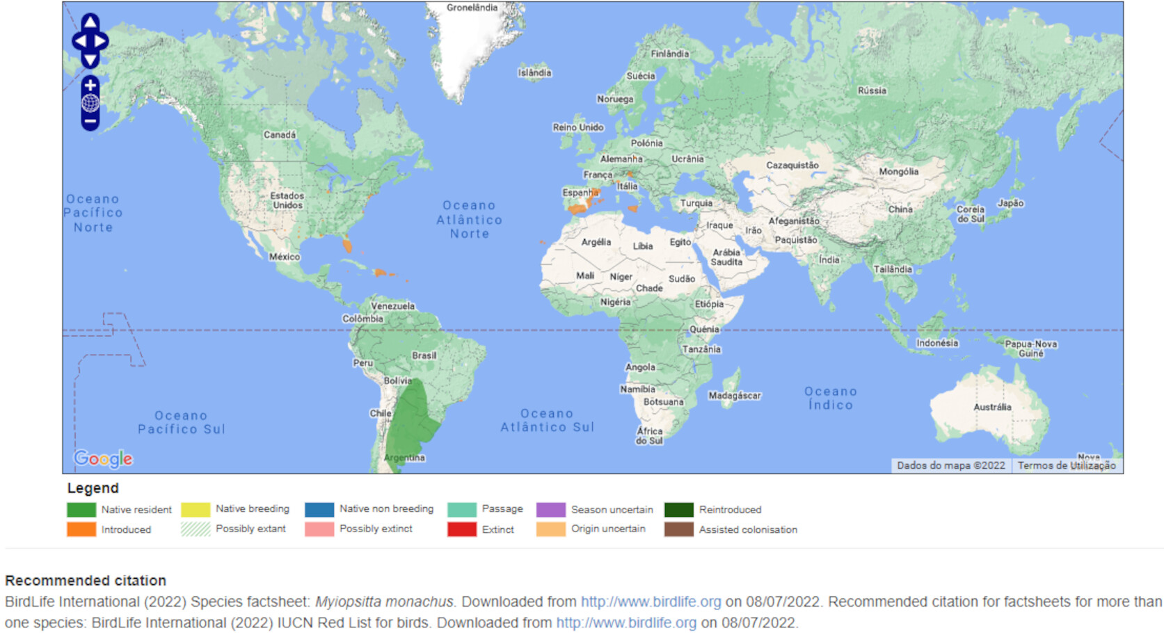 Mapa de Distribuição Mundial