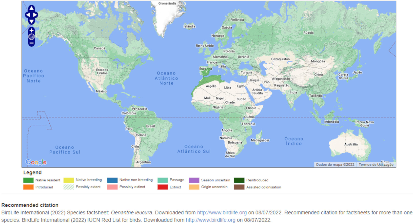 Mapa de Distribuição Mundial