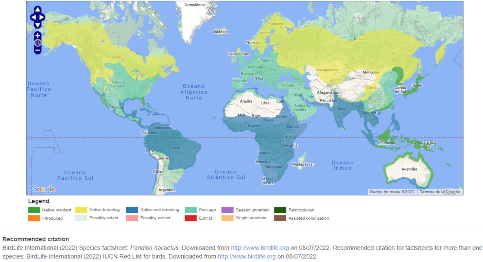 Mapa de Distribuição Mundial
