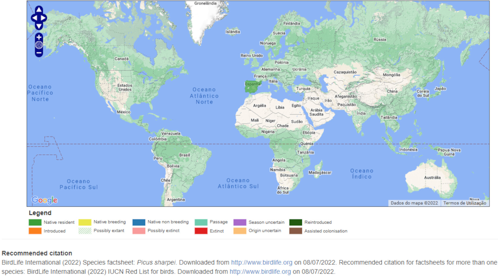 Mapa de Distribuição Mundial