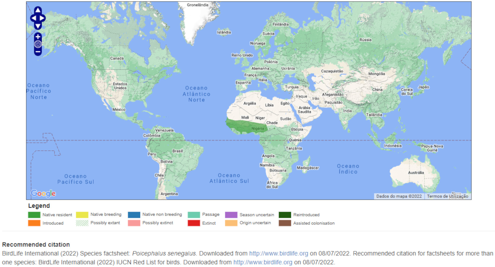 Mapa de Distribuição Mundial