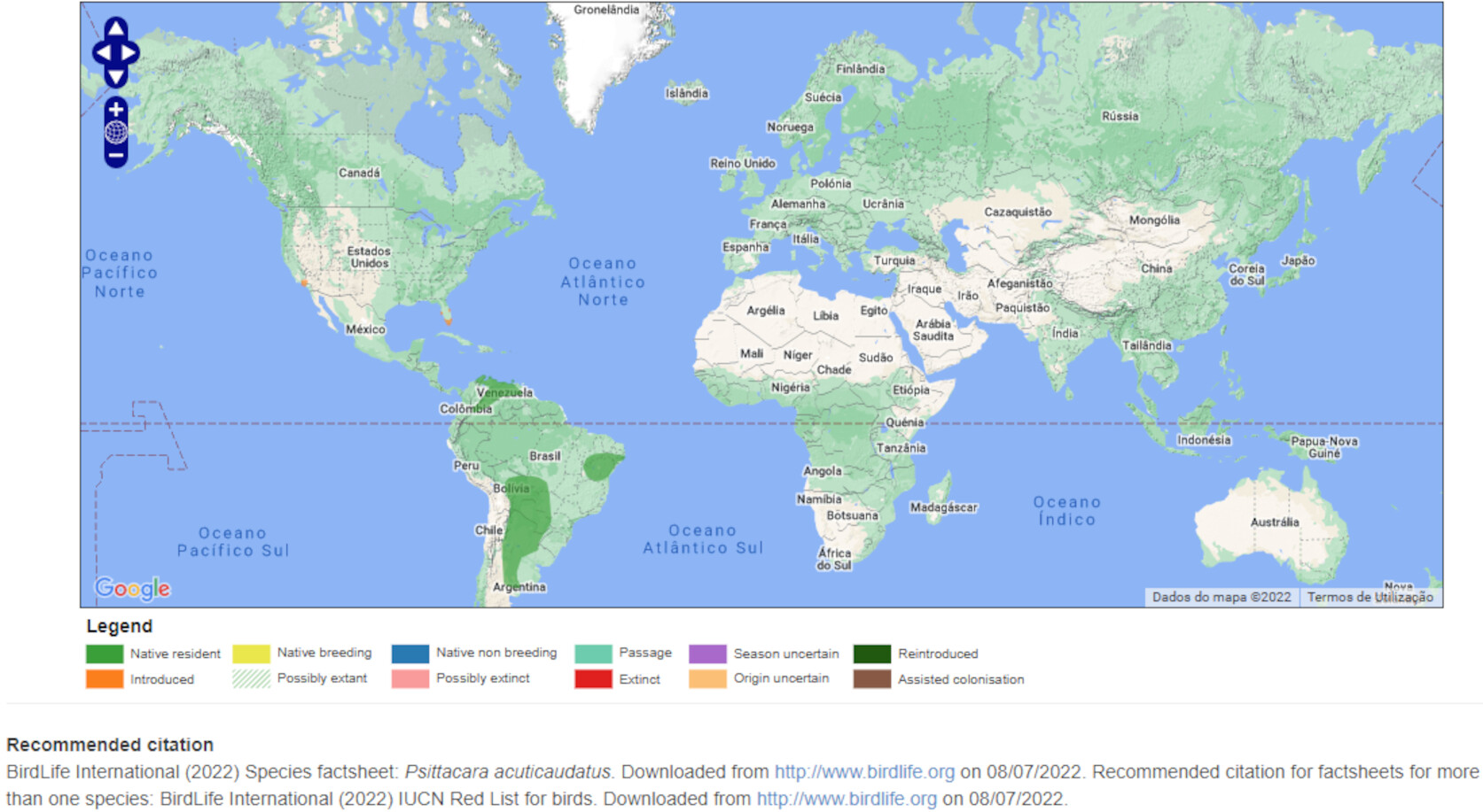 Mapa de Distribuição Mundial