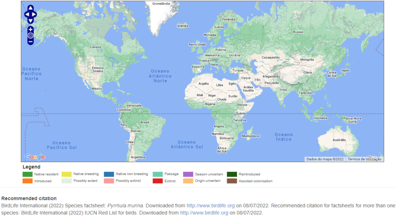 Mapa de Distribuição Mundial