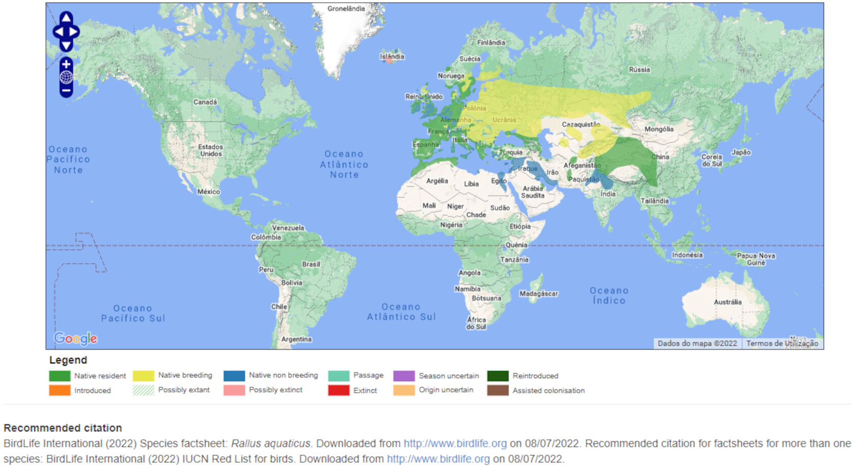 Mapa de Distribuição Mundial