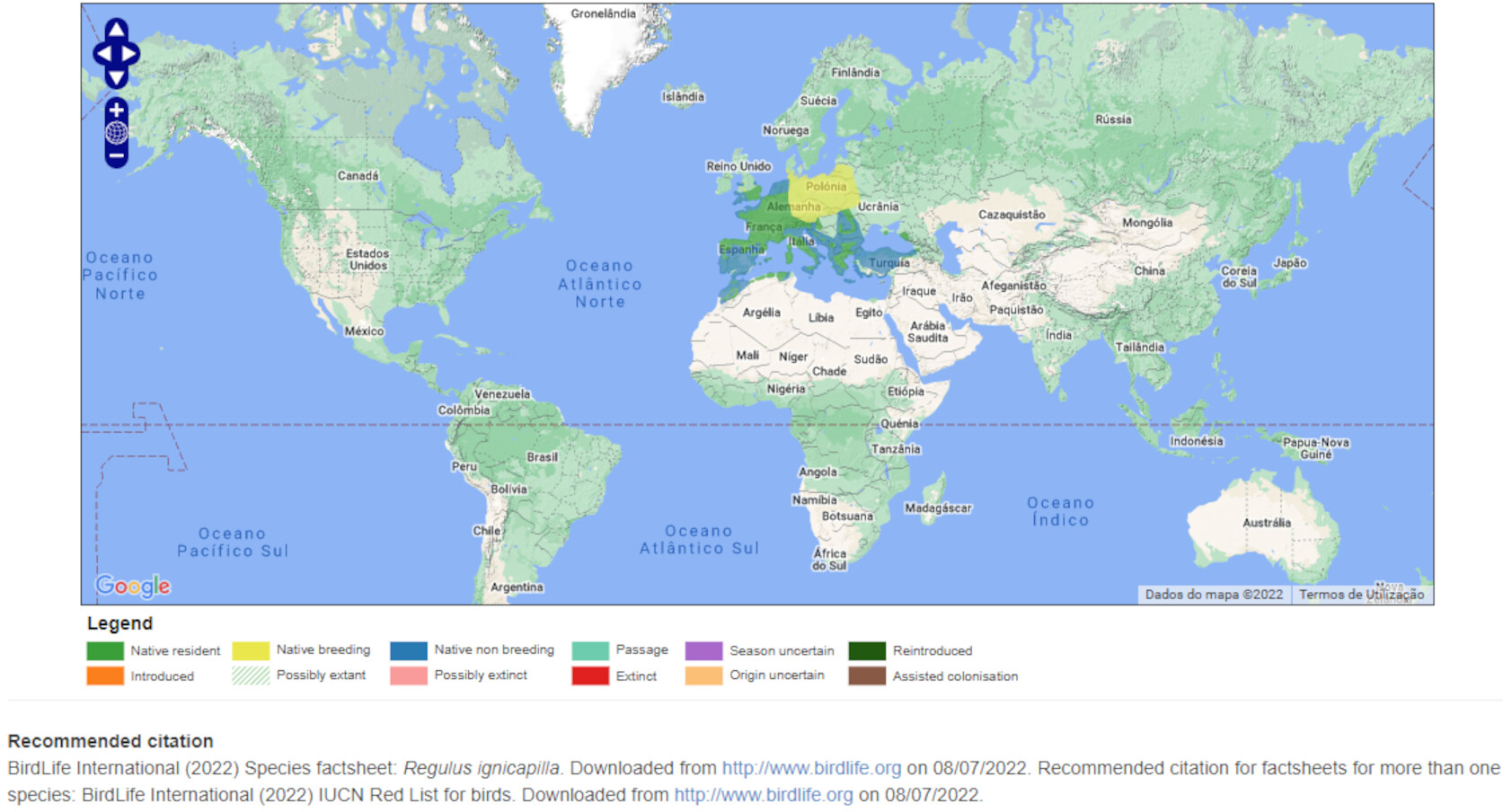 Mapa de Distribuição Mundial