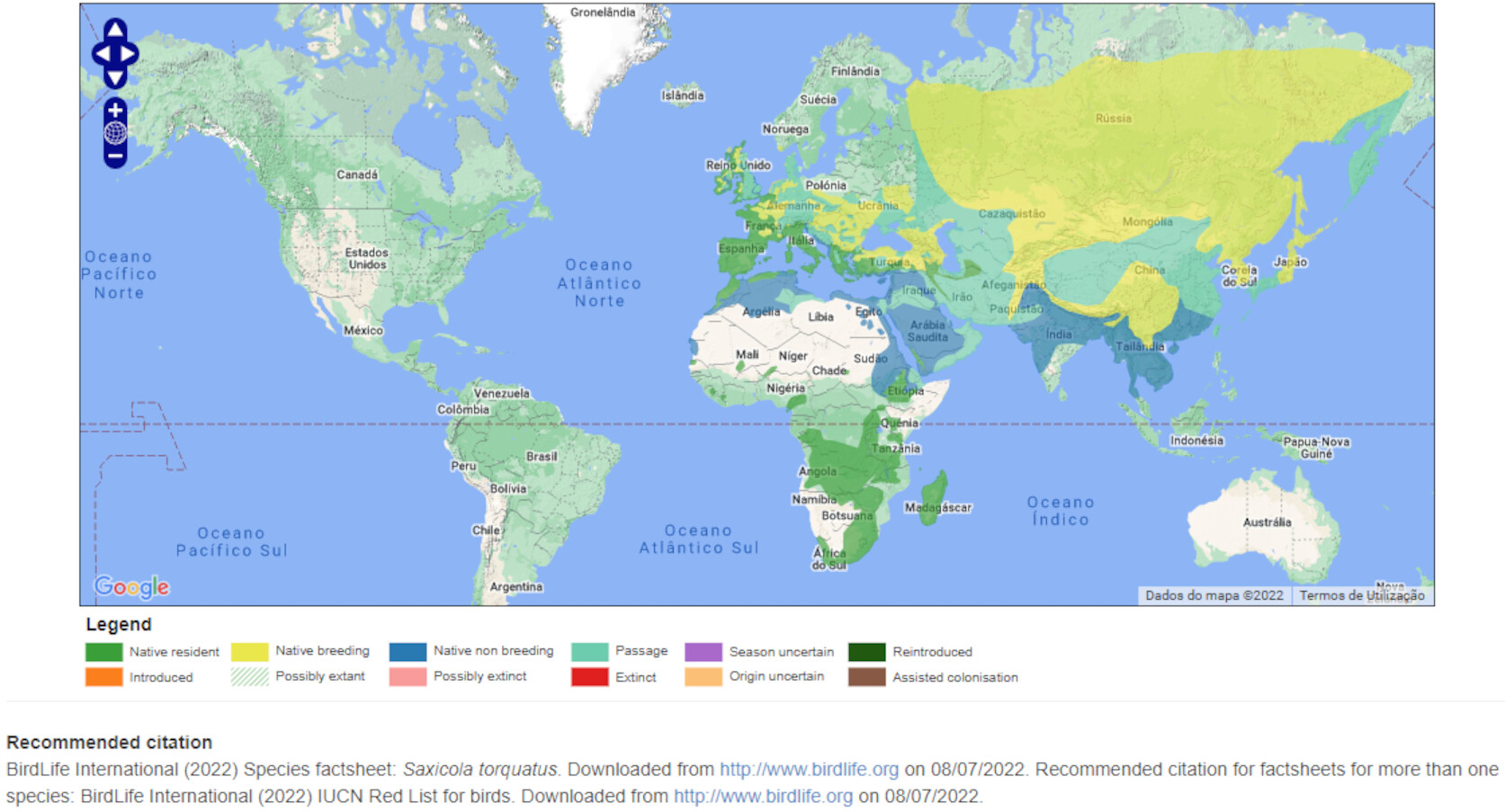Mapa de Distribuição Mundial