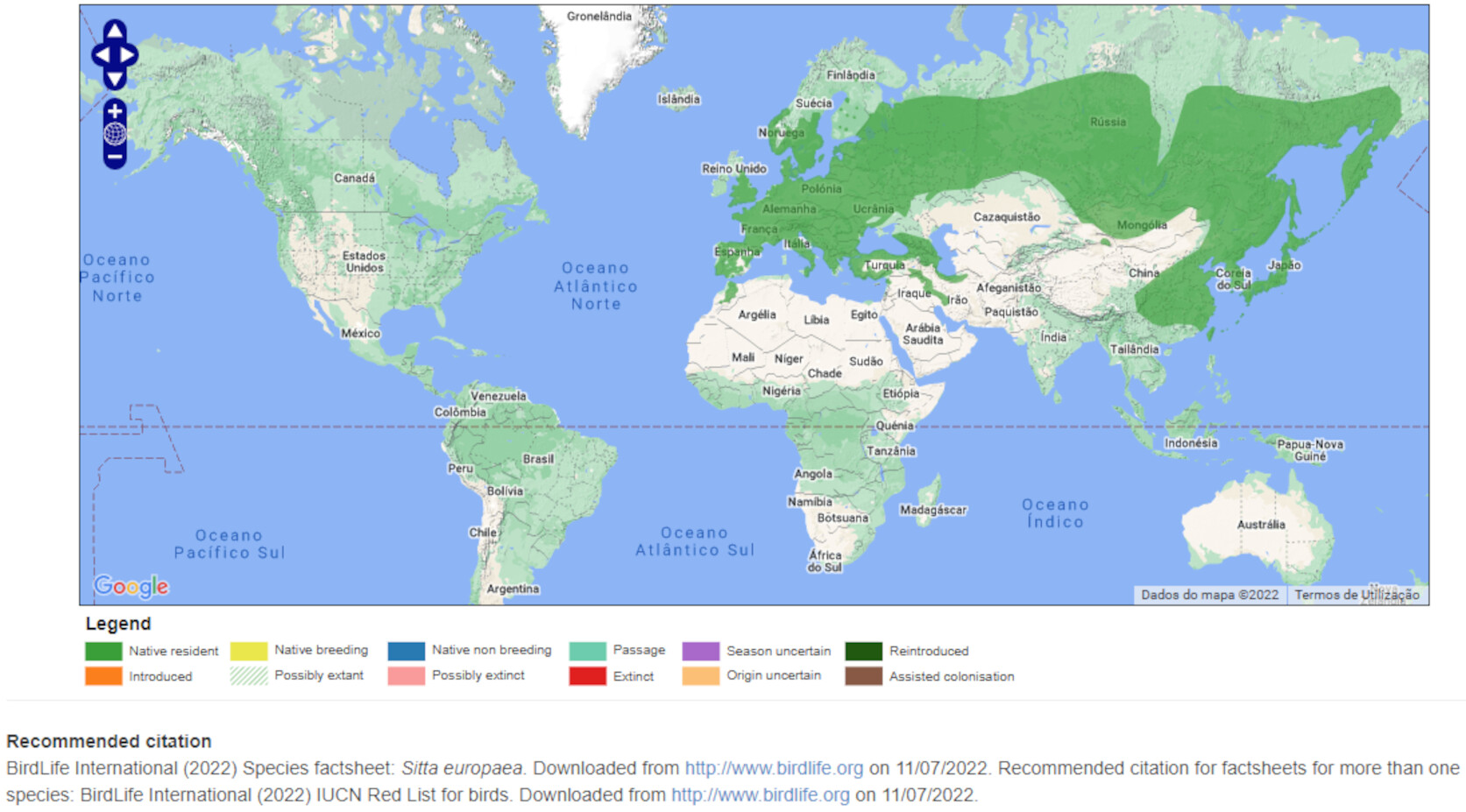 Mapa de Distribuição Mundial