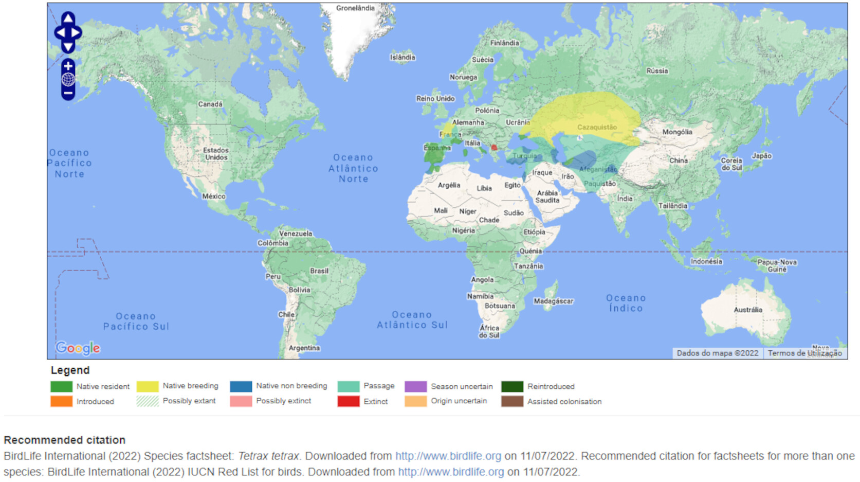 Mapa de Distribuição Mundial
