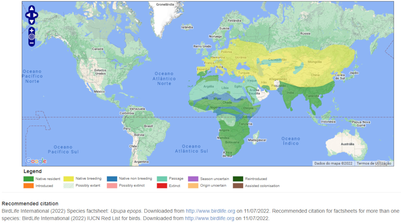 Mapa de Distribuição Mundial