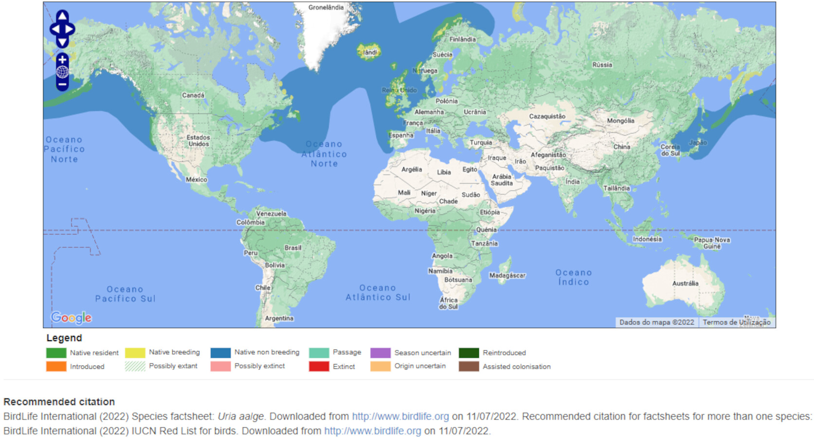 Mapa de Distribuição Mundial