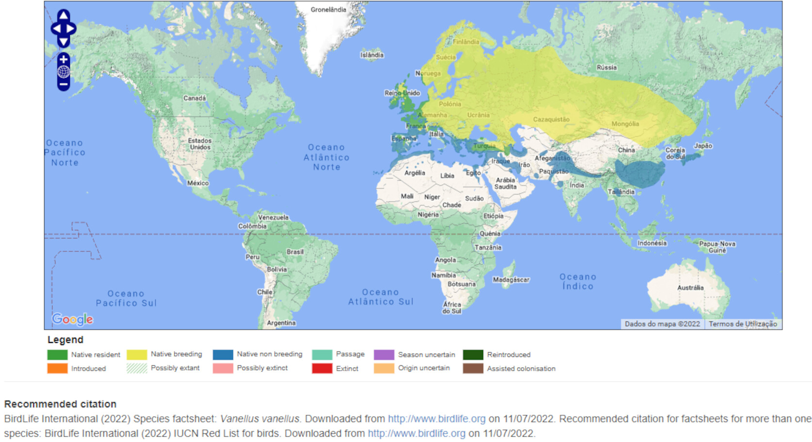 Mapa de Distribuição Mundial