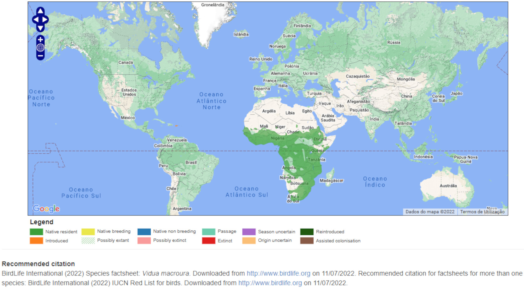 Mapa de Distribuição Mundial